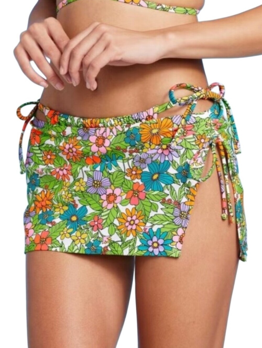 Wild Fable Floral Swim Coverup - Green Multi (Bottom Only) Large